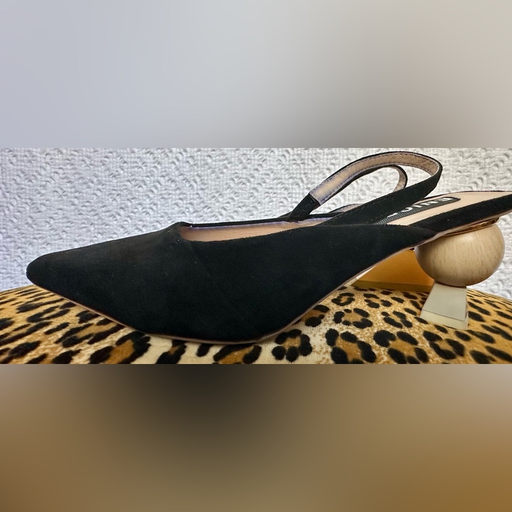 JACQUEMUS Ornamental-heel Suede Slingback Pumps In Black Size 39 / 8 - Picture 4 of 10